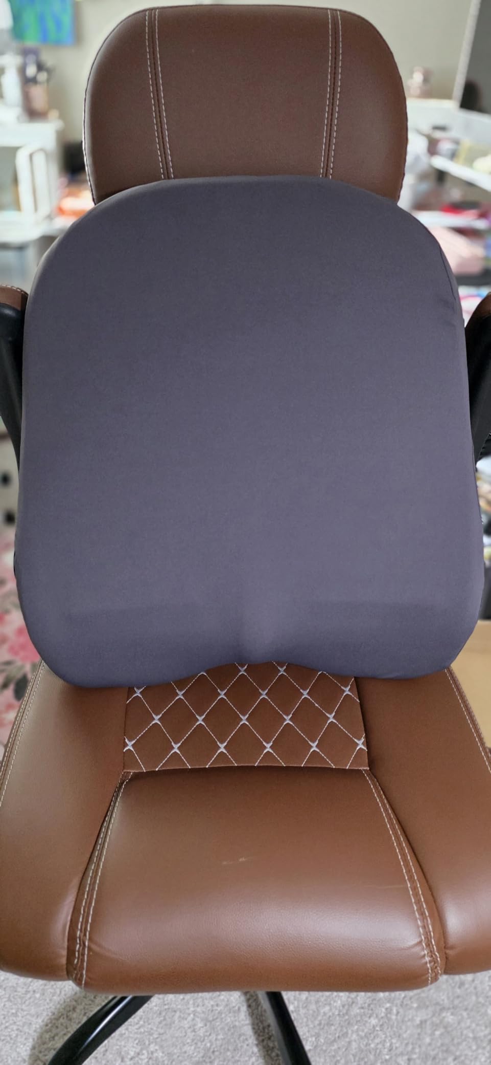 HOMBYS Extra Long Lumbar Support Pillow for Recliner Chair, 50D Molded Memory Foam Back Support Cushion with Full Back Support, Ergonomic Design & Breathable Cover (Grey) customer photo 2