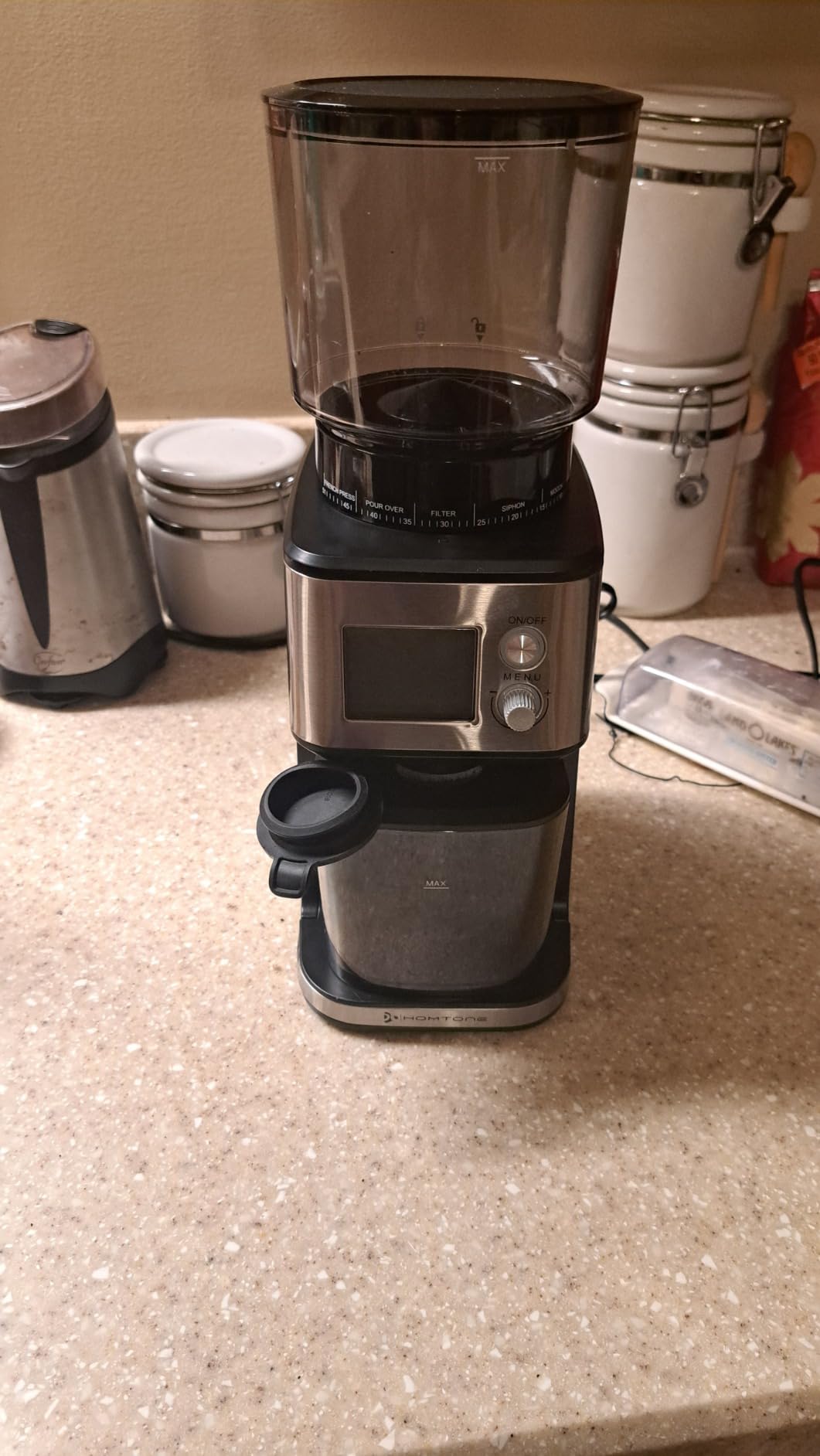 Homtone Commercial Conical Burr Grinder, 51-Setting Electric Espresso Grinder for 51-58mm Portafilters with Timer, Anti-Static, Low Noise for Cafe Home customer photo 1
