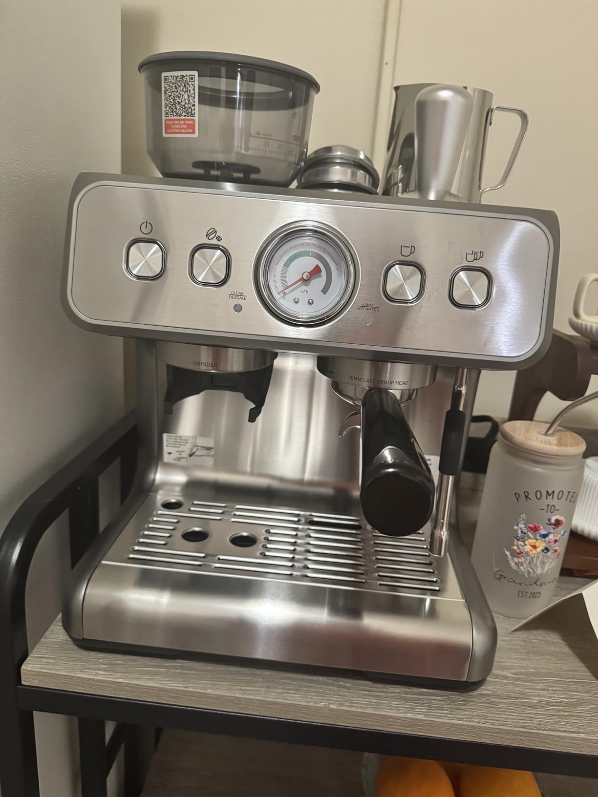 Electactic 15 Bar Espresso Machine with Grinder & Milk Frother, 58mm Expresso Coffee machines, Stainless Steel Coffee Maker for Cappuccino and Latte, Perfect for Home and Café Use-Dual Boiler customer photo 2
