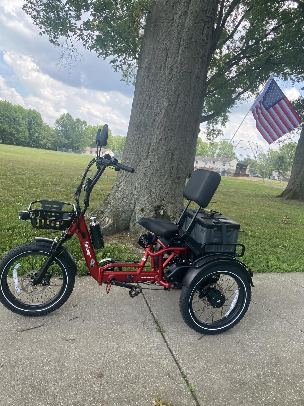 Full Suspension Folding Electric Tricycle for Adults, Aluminum Alloy, Torque Sensor, 20MPH 100Miles 20×3 inch Fat Tire Electric Trike, 1200W 48V 20AH 3 Wheel Electric Bike, Reverse, Parking, UL customer photo 1