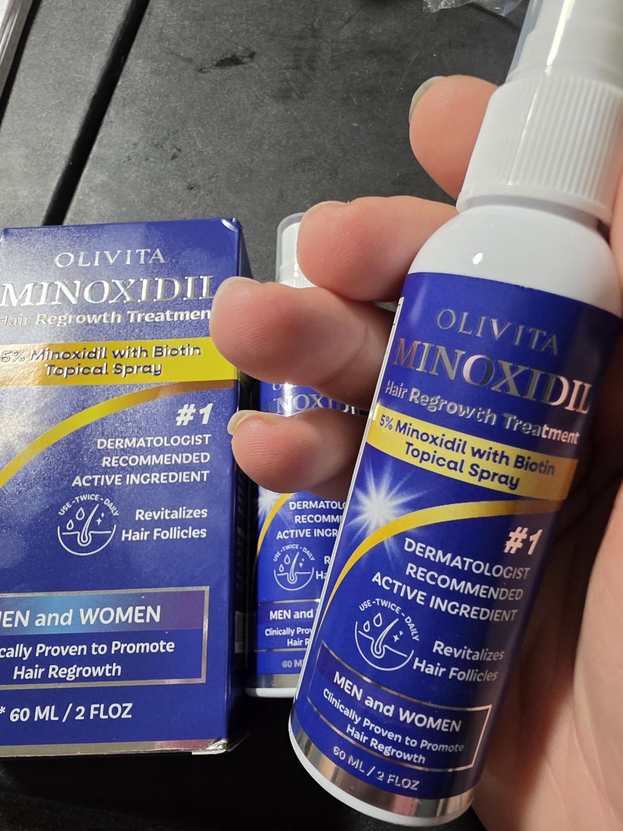 5% Minoxidil for Men and Women Hair Growth: Minoxidil Spray Hair Regrowth Treatment Serum with Biotin & Rosemary -Stop Hair Thinning and Hair Loss For Stronger Thicker Longer Hair 2 Pack customer photo 2