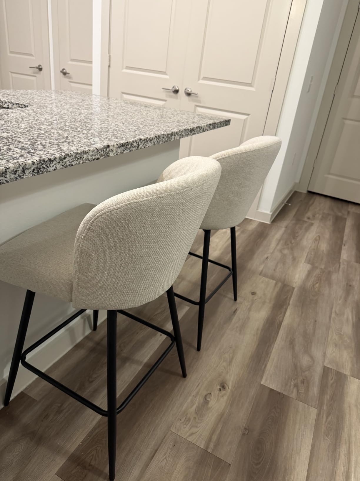 Counter Height Bar Stools Set of 2, 360° Swivel Upholstered Barstools with Backs and Metal Legs, 26