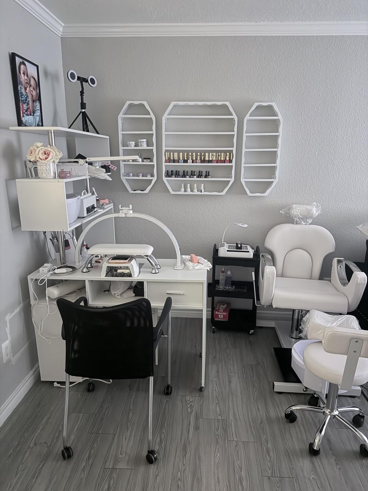 KIGOTY Pedicure Chair No Plumbing w/Massage Bath,Pillow,360°Swivel,Beige-G customer photo 2