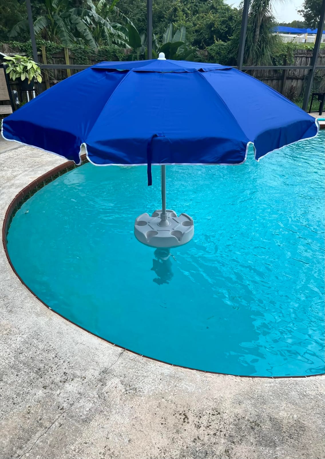 PASAMIC 7FT Floating Table Umbrella with Base & Cup Holder, Portable Pool Umbrella for Inside of Pool, Floating Poolside Shade Include Easy Carry Bag for Swimming Area, Beach, Lake House, Navy customer photo 2