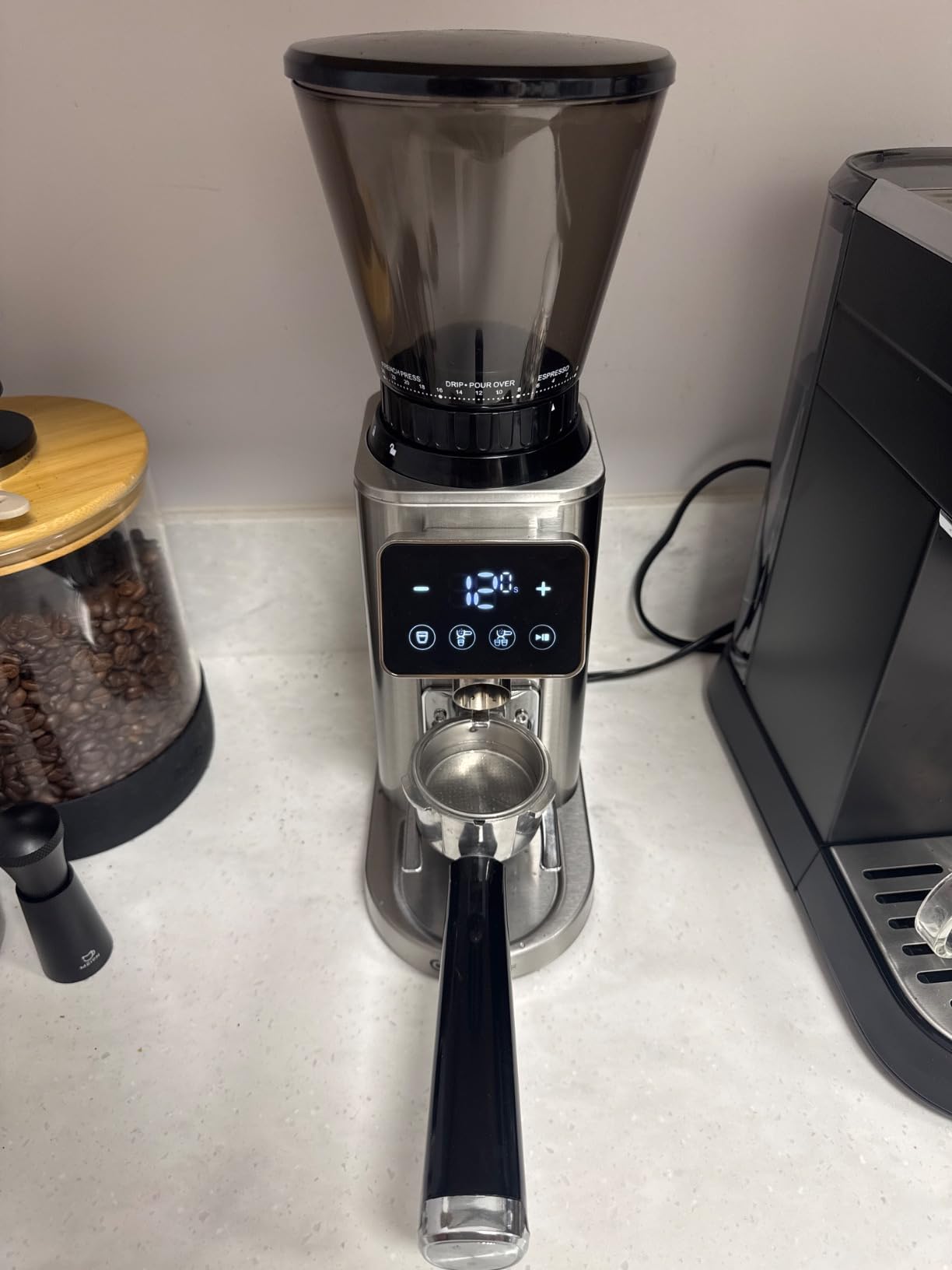 AMZCHEF 64mm Flat Burr Coffee Grinder, Commercial Grade Espresso Bean Grinder, 90 Settings, All-Metal Chamber, Anti-Static, LED Timer, DC Motor, Stainless Steel Body, Electric, Easy Clean | All-Metal Chamber, Anti-Static Tech, Simple to Clean, 90 Precise Settings, Stainless Steel Housing for Rock-solid stability customer photo 2