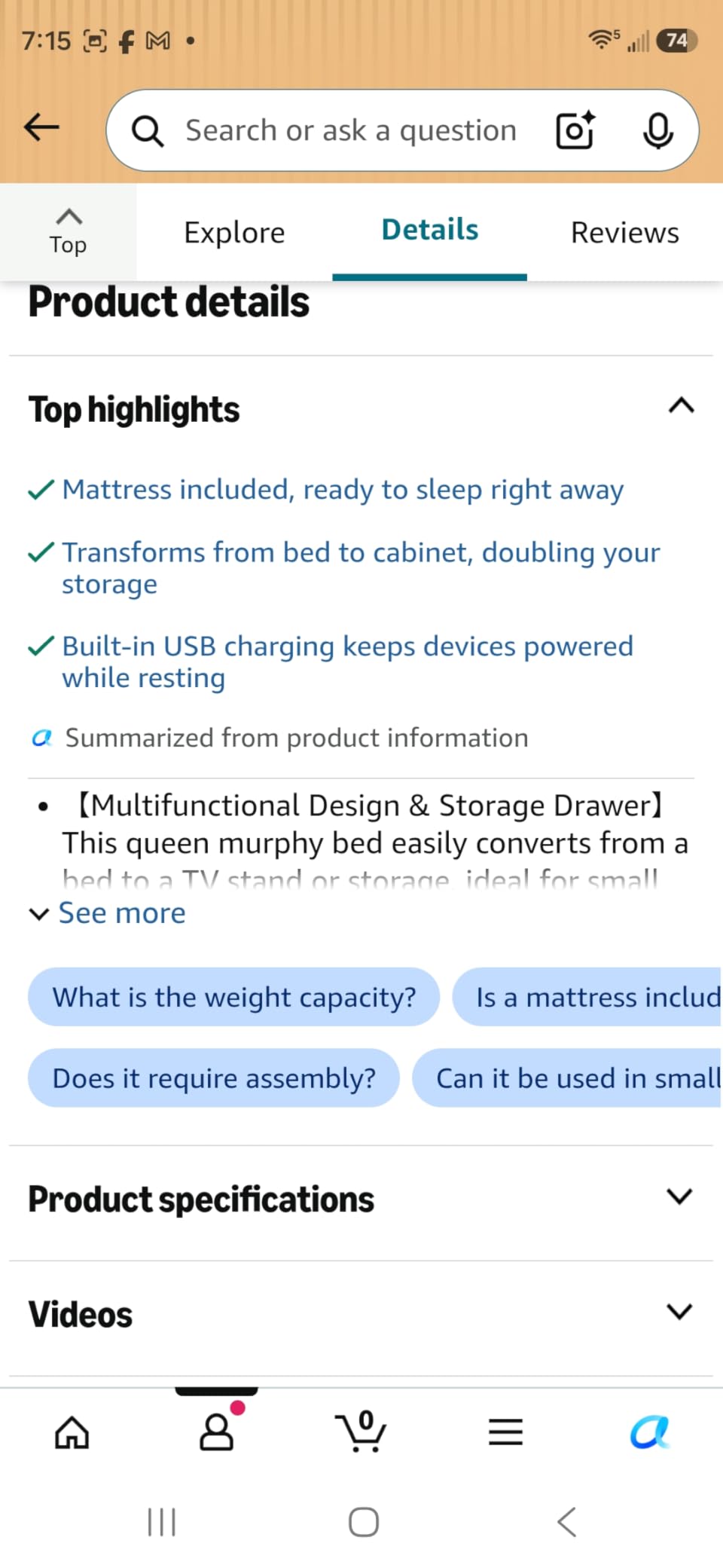PUREMIND Space Saving Queen Murphy Bed with Mattress Included customer photo 1