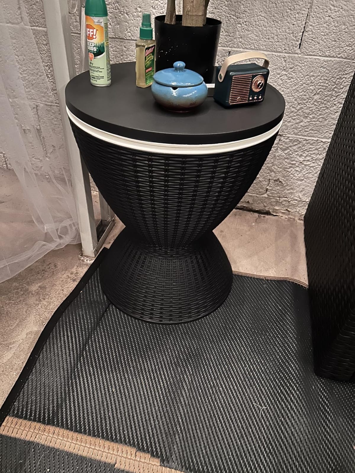 EasyUp Outdoor Storage Cabinet,Patio Storage Table, Bar Table with Wheels,Outdoor Bar Cart for Patio, Poolside and Backyard,Classic Black customer photo 2