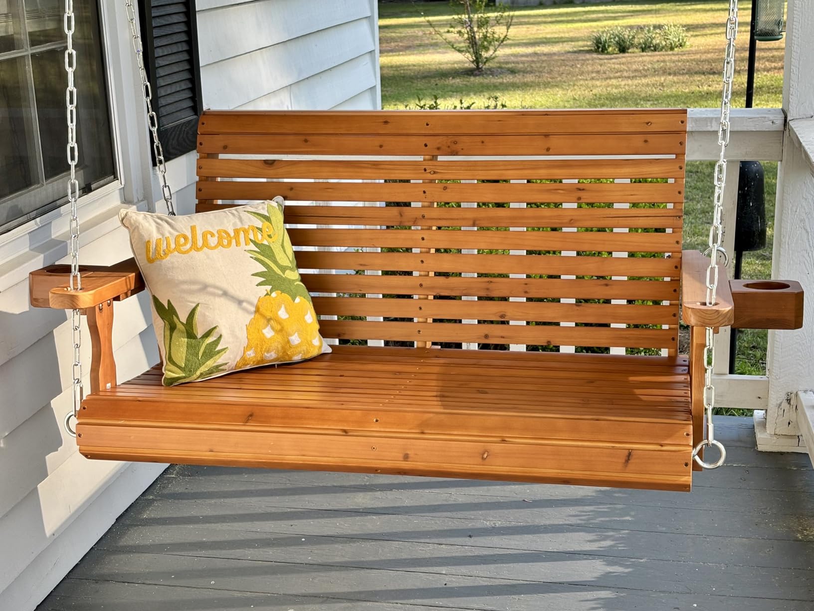 Fortune Candy Wooden Porch Swing, Iron Black, 5 FT Extra Large customer photo 2