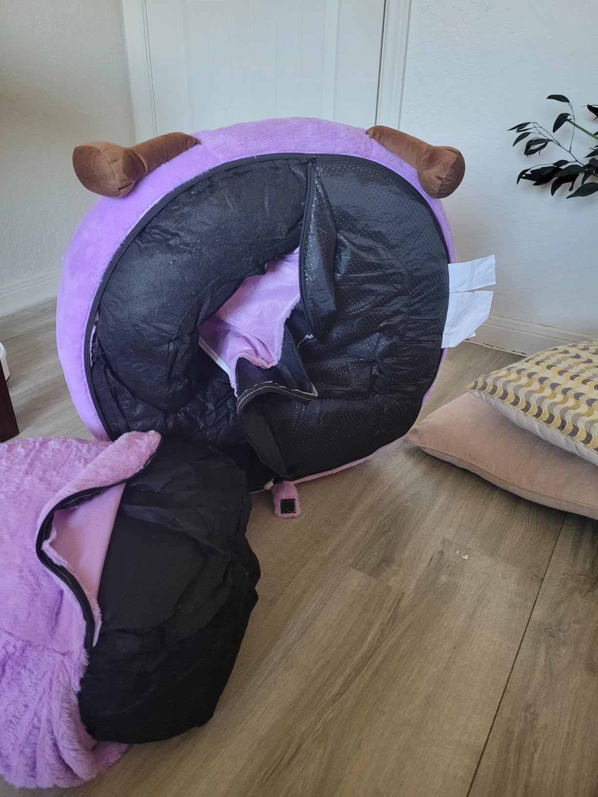 Simple Deluxe 3.25 ft Faux Fur Memory Foam Bean Bag Chair, Large Comfy Lazy Chair for Adult with Memory Foam Filled & Washable Cover, Perfect for Reading Gaming in Living Room Bedroom, Taupe customer photo 1
