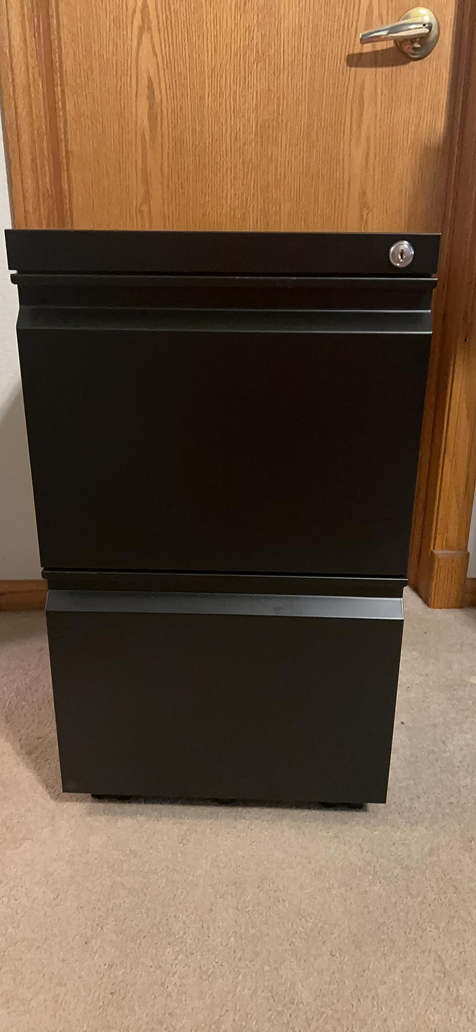 Aobabo 4 Drawer Metal File Cabinet with Lock and Wheels, Black | Anti-tilt narrow vertical cabinet with 4-wheel mobility for letter/legal hanging folders; assembly required customer photo 1