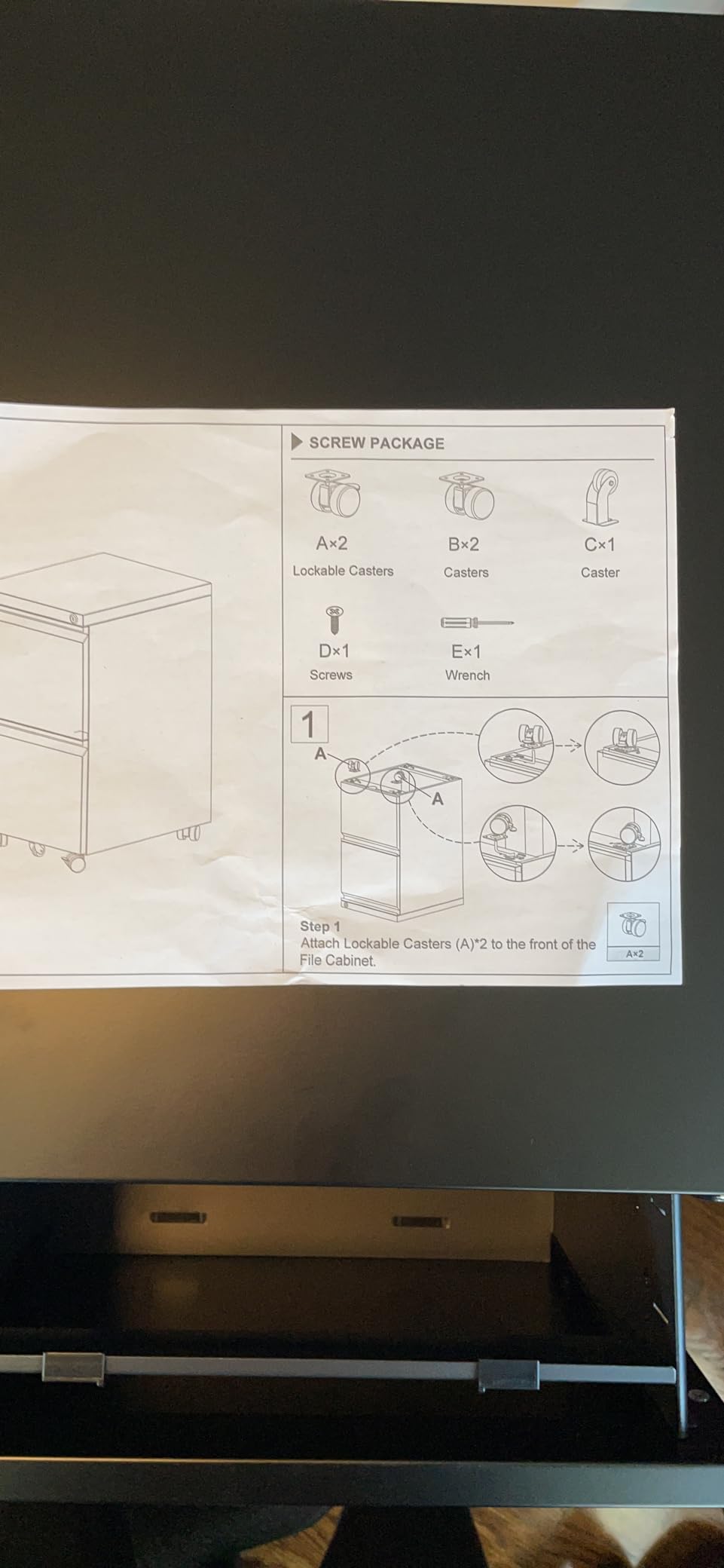 Aobabo 4 Drawer Metal File Cabinet with Lock and Wheels, Black | Anti-tilt narrow vertical cabinet with 4-wheel mobility for letter/legal hanging folders; assembly required customer photo 2