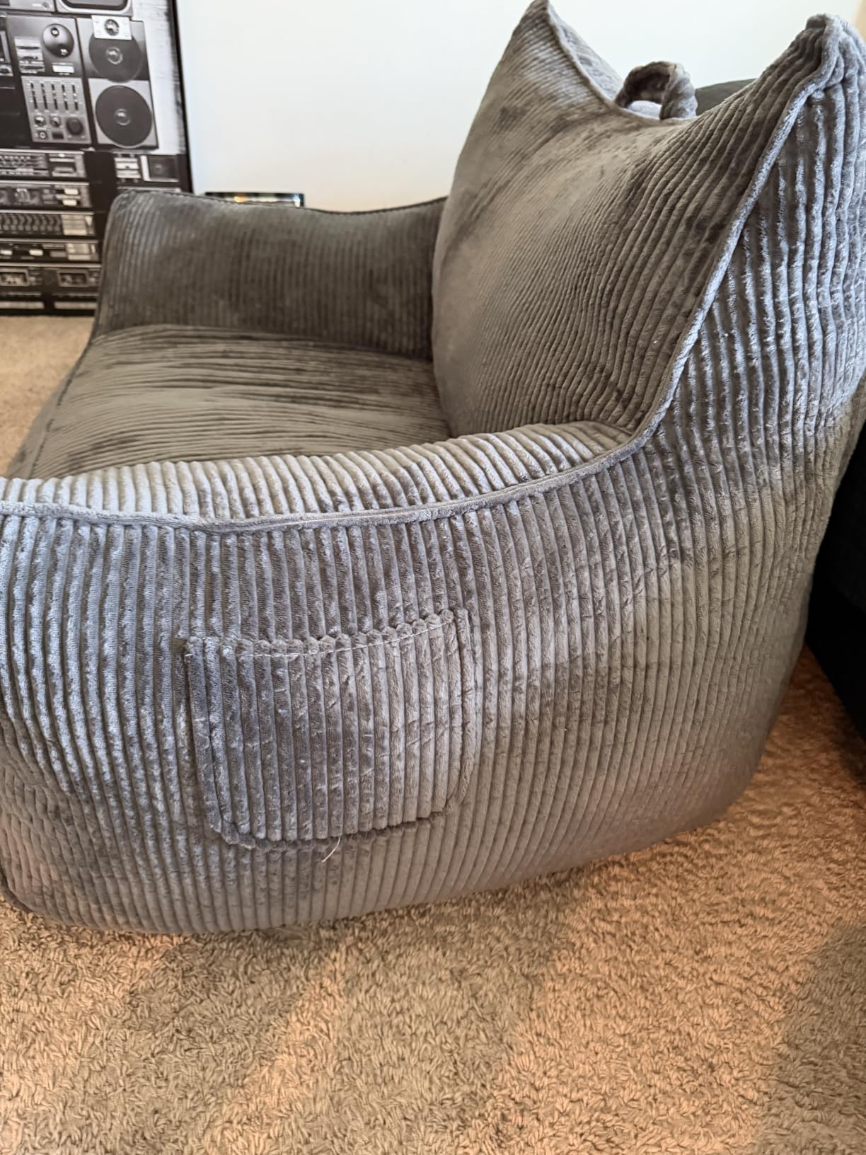 Vipbear Giant Bean Bag Chair for Adults, Memory Foam Chair with Pillow | 37