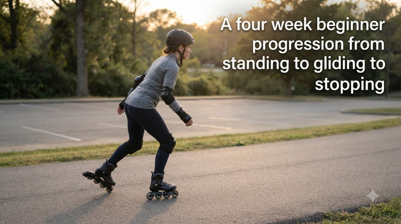 A four week beginner progression from standing to gliding to stopping