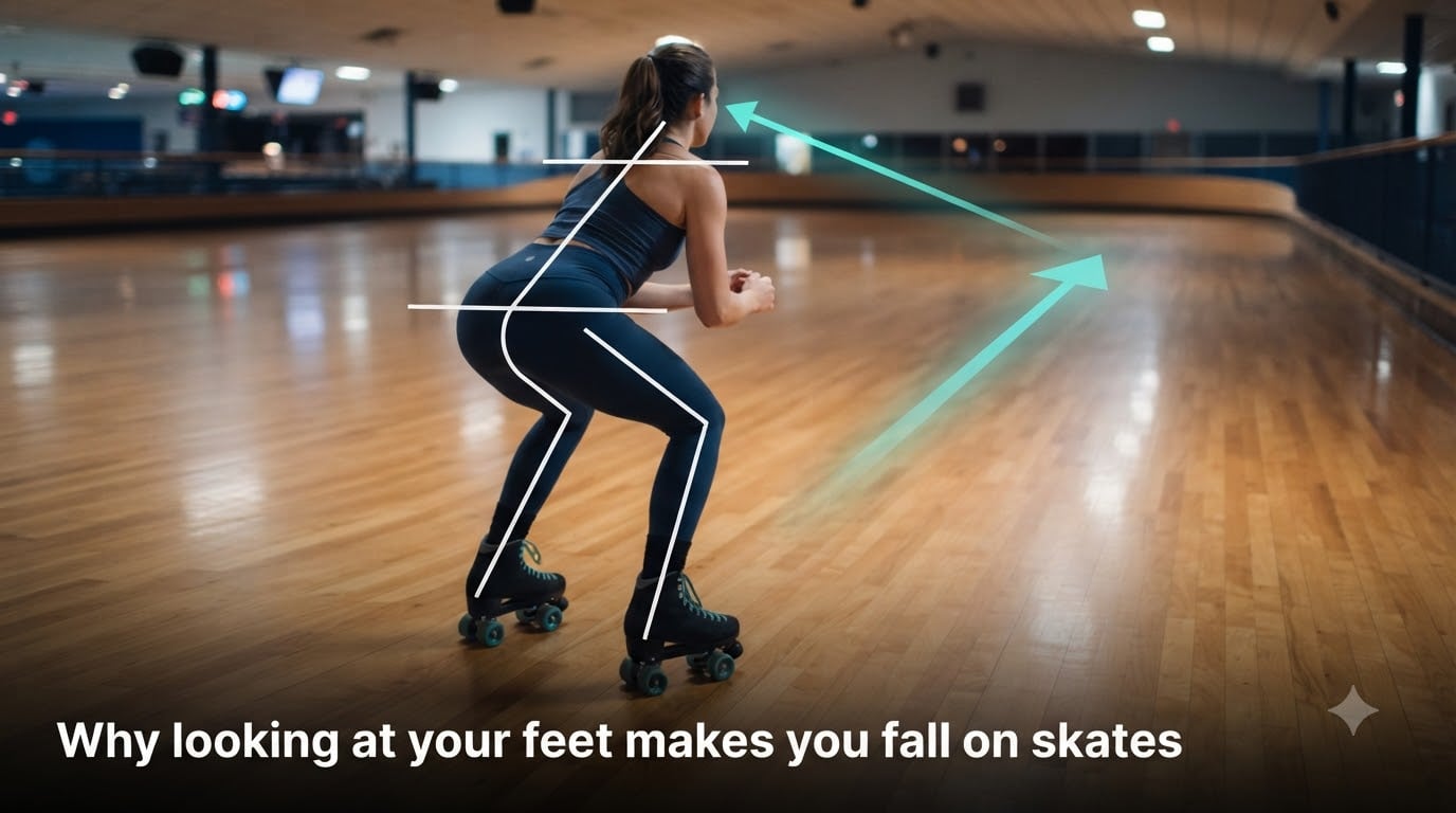 Why looking at your feet makes you fall on skates