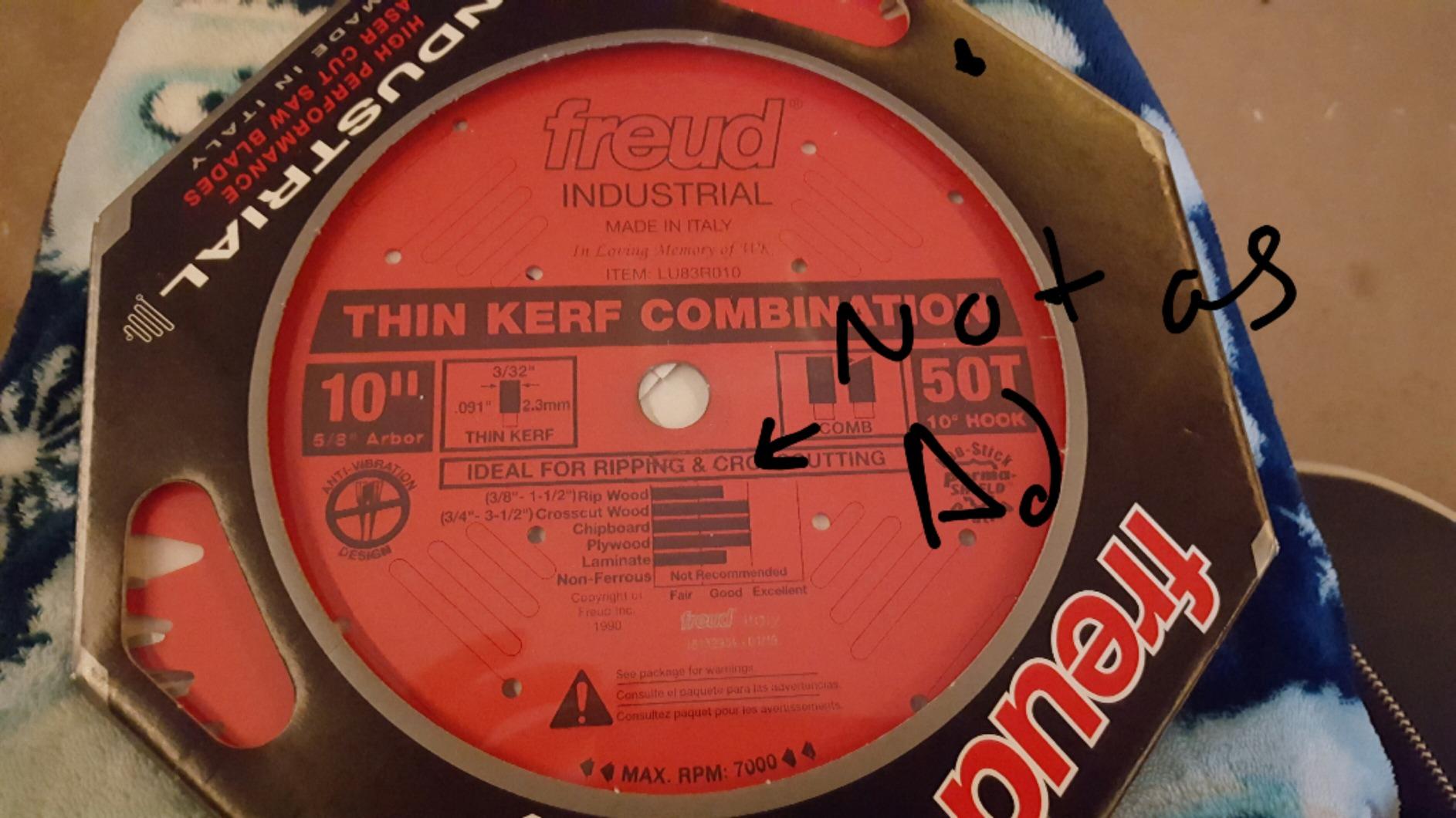 Freud LU83R010 Industrial 10-in 50T Thin Kerf Combination Saw Blade customer photo 1