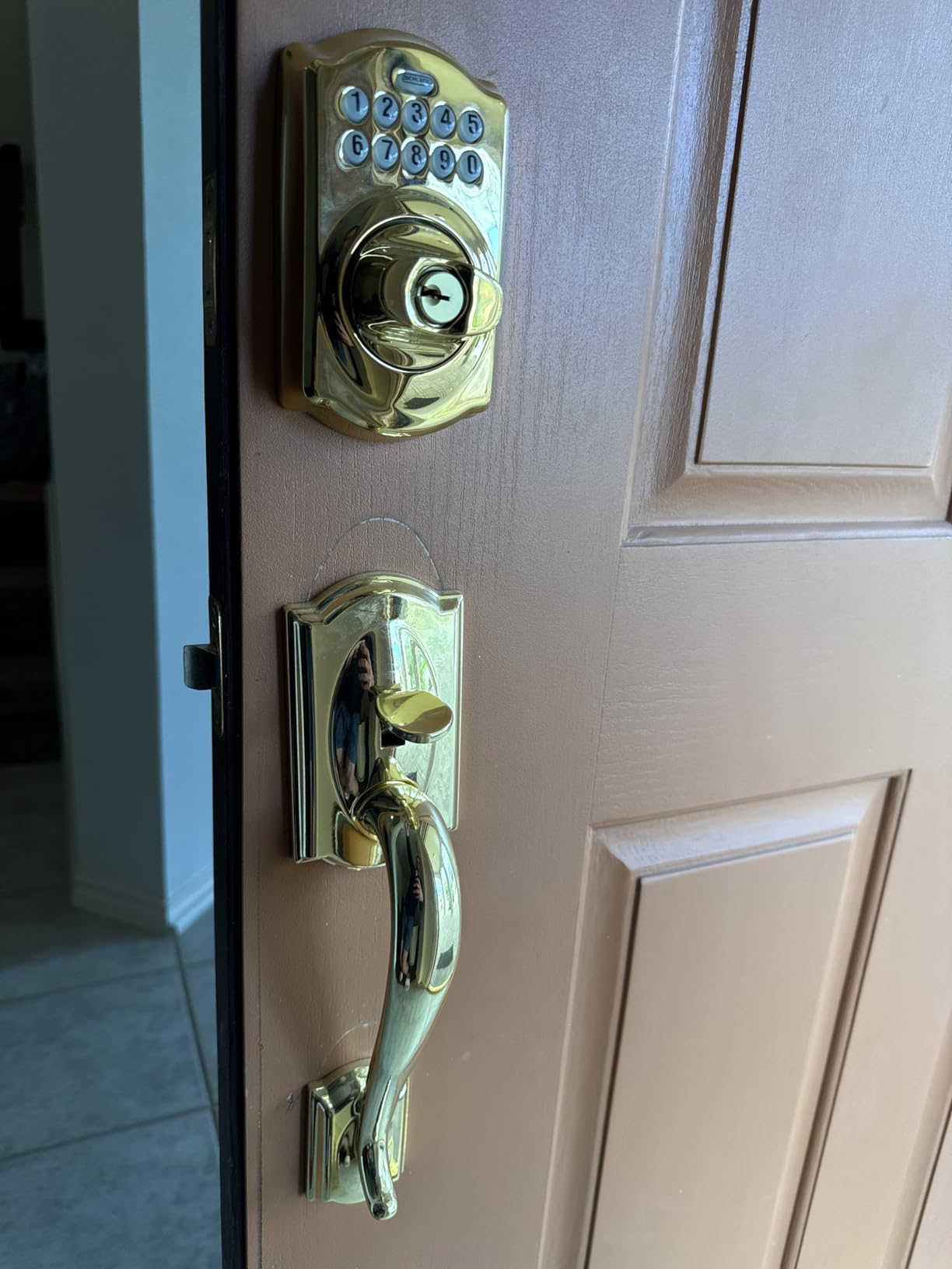 Schlage BE365 PLY 716 Plymouth Keypad Deadbolt, Electronic Keyless Entry Lock, Aged Bronze customer photo 2