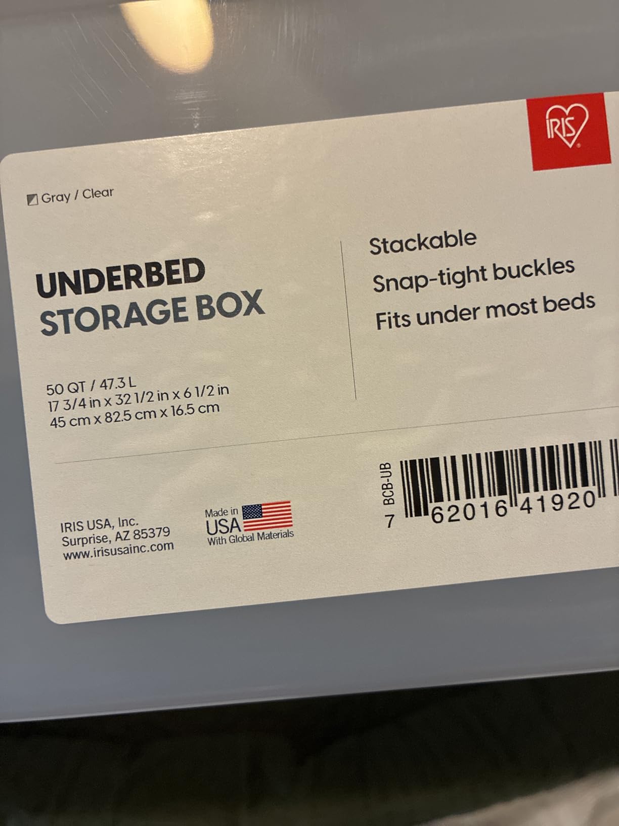 IRIS USA 50 Qt. Long Under Bed Storage Bin with Lids, Clear customer photo 1