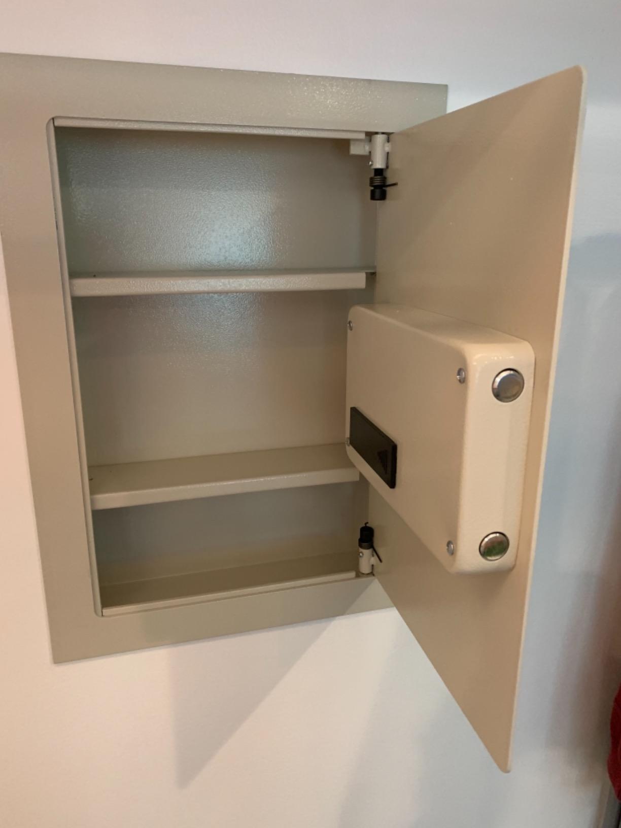 Giantex Electronic Wall Hidden Safe Security Box, Built-In Wall Electronic Flat Security Safety Cabinet (White) customer photo 2