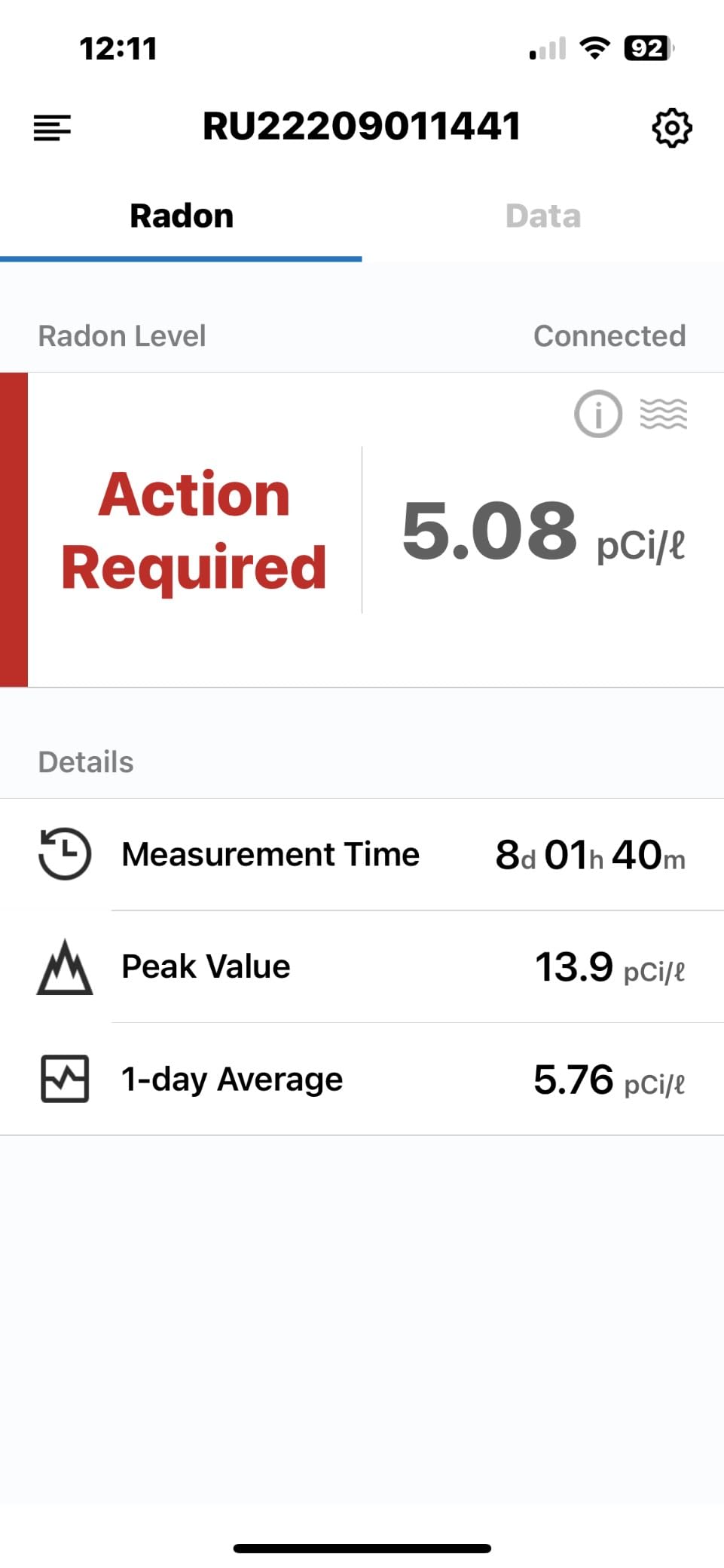 Ecosense Continuous Home Radon Detector, OLED Display, Bluetooth, RD200 customer photo 1