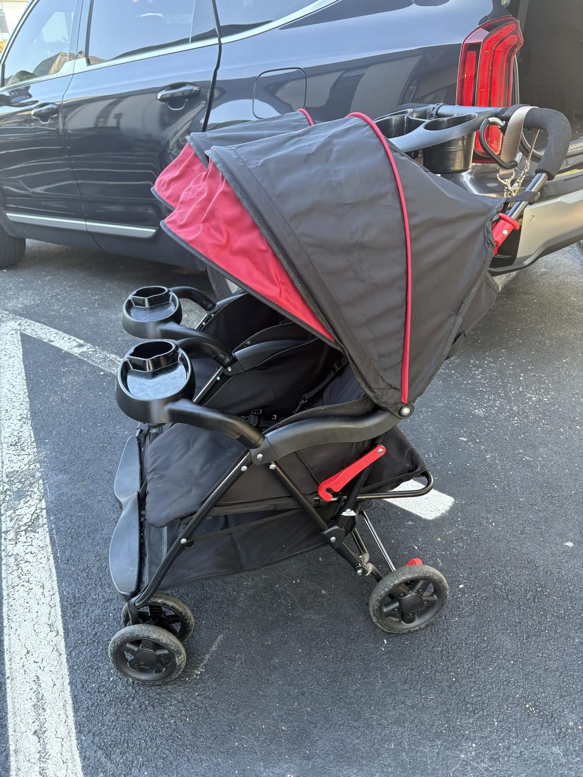 Kolcraft Cloud Plus Lightweight Double Stroller with Extra Storage, Red/Black customer photo 1
