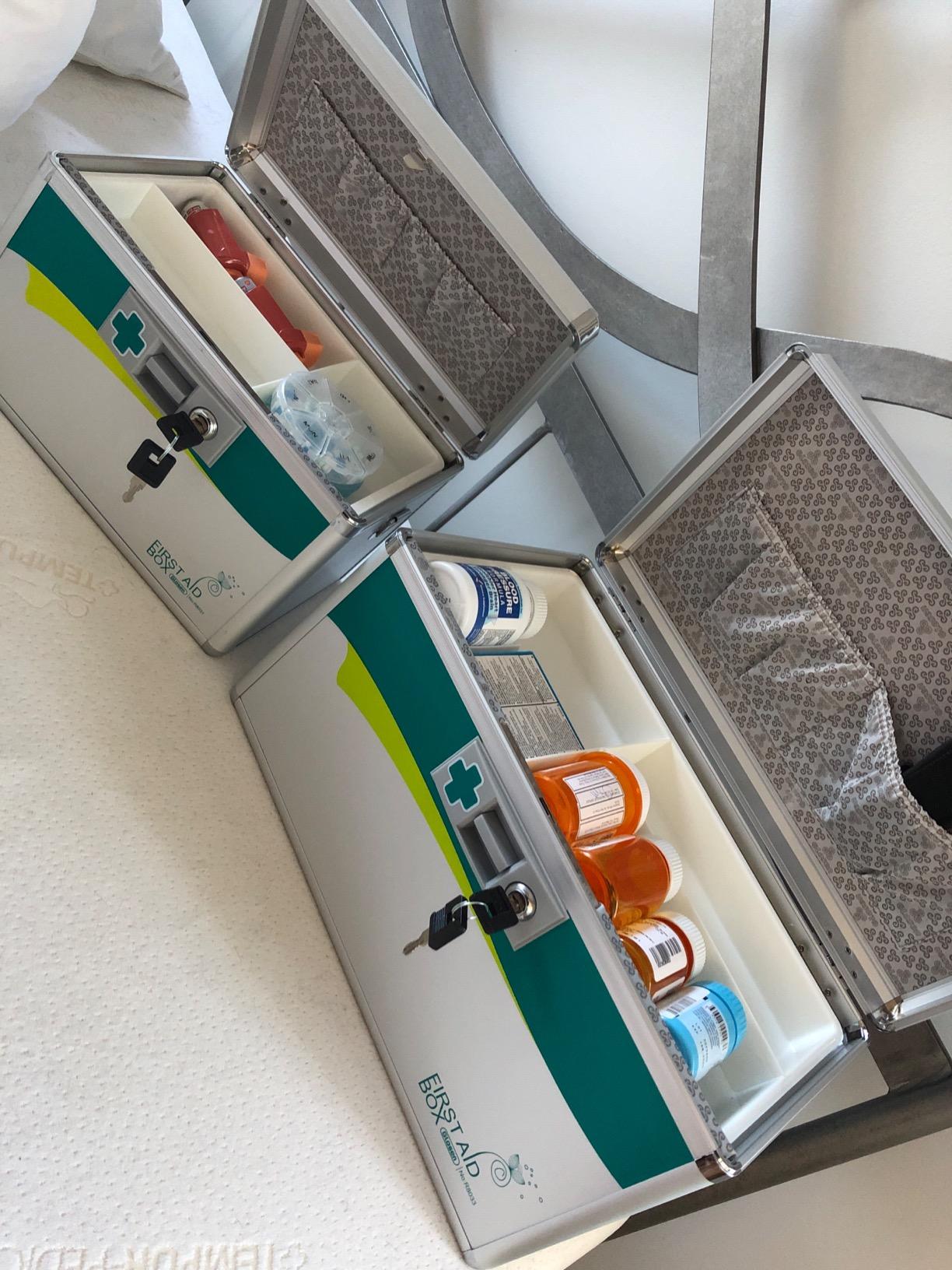 Glosen Medication Lock Box with Key, 2-Layer Medicine Lock Box with Meds Tray, Portable First Aid Box with Handle for Home, Travel(10x6.7x6.7Inch) customer photo 1