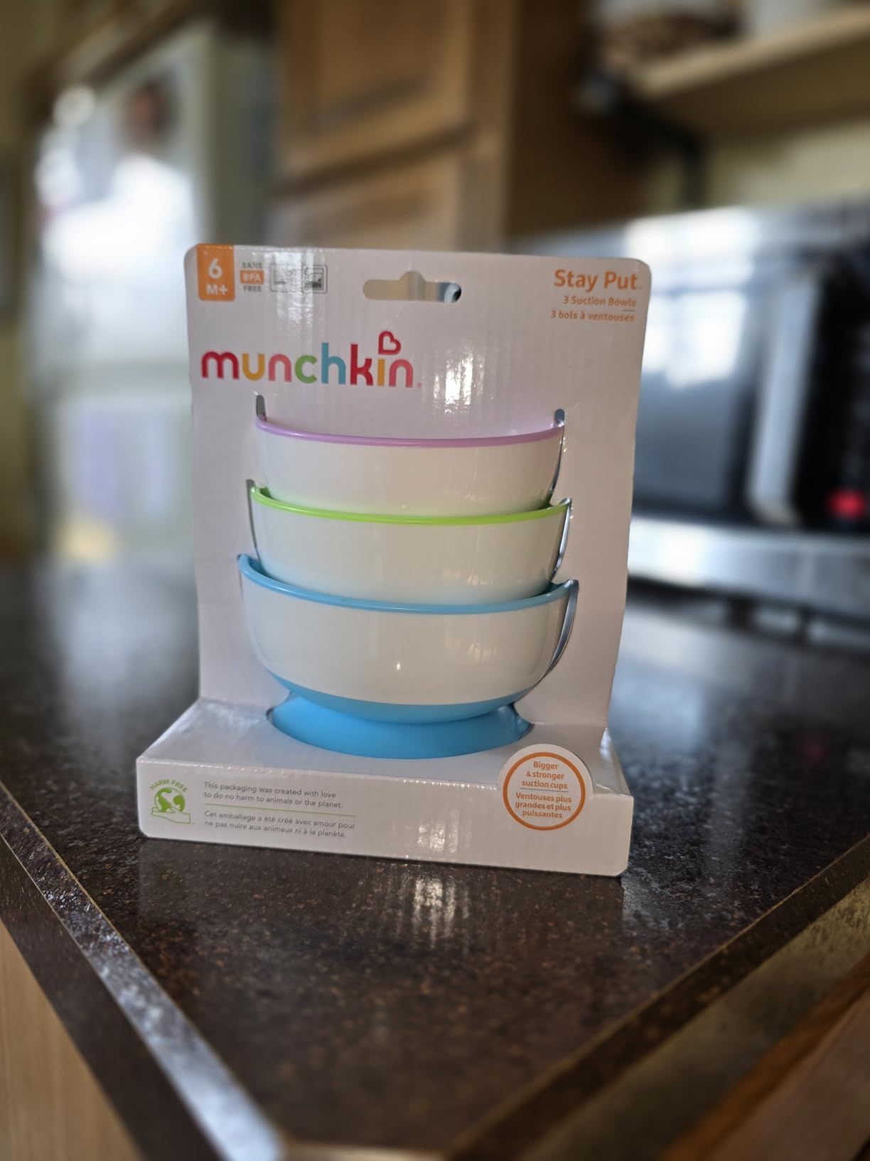 Munchkin Stay Put Suction Bowls for Baby, 3 Pack, Blue/Green/Purple customer photo 1