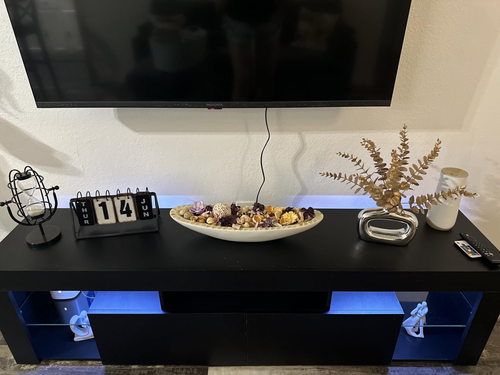 WLIVE 63 Inch TV Stand for 55/65/70 Inch TVs, Modern Entertainment Center with 20 LED Lights & 2 Large Storage Drawers, Media Console Table, Gaming Television Stands for Living Room, Bedroom, Black customer photo 2
