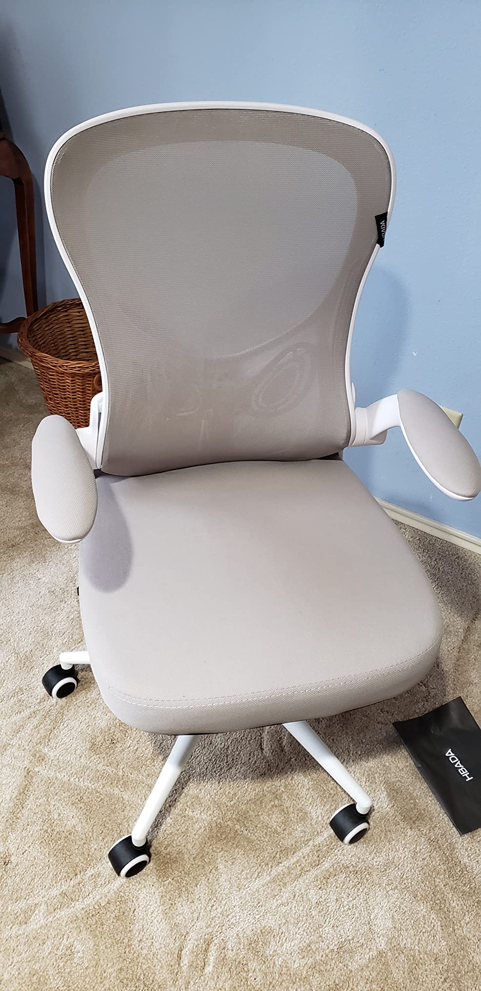 Hbada Office Chair Ergonomic Desk Chair, Office Desk Chairs with PU Silent Wheels, Breathable Mesh Computer Chair with Adjustable Lumbar Support, Flip-up Armrests, Tilt Function, Grey customer photo 2