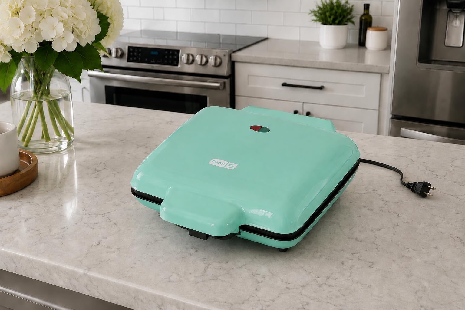 Dash No-Drip Waffle Maker, 4 Square Mini Waffles at Once, Silver customer photo 2