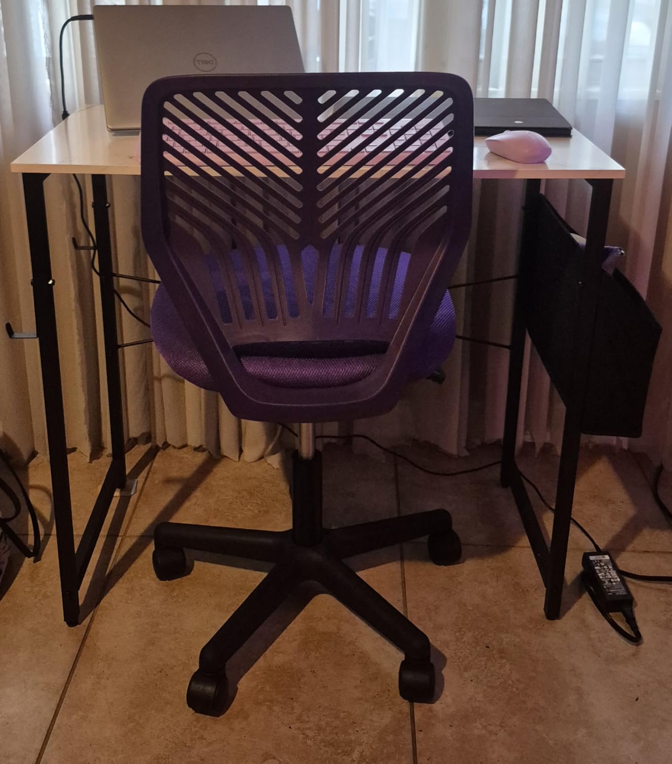 Yaheetech Small Desk Chair, Armless Adjustable Swivel Seat, Black customer photo 1