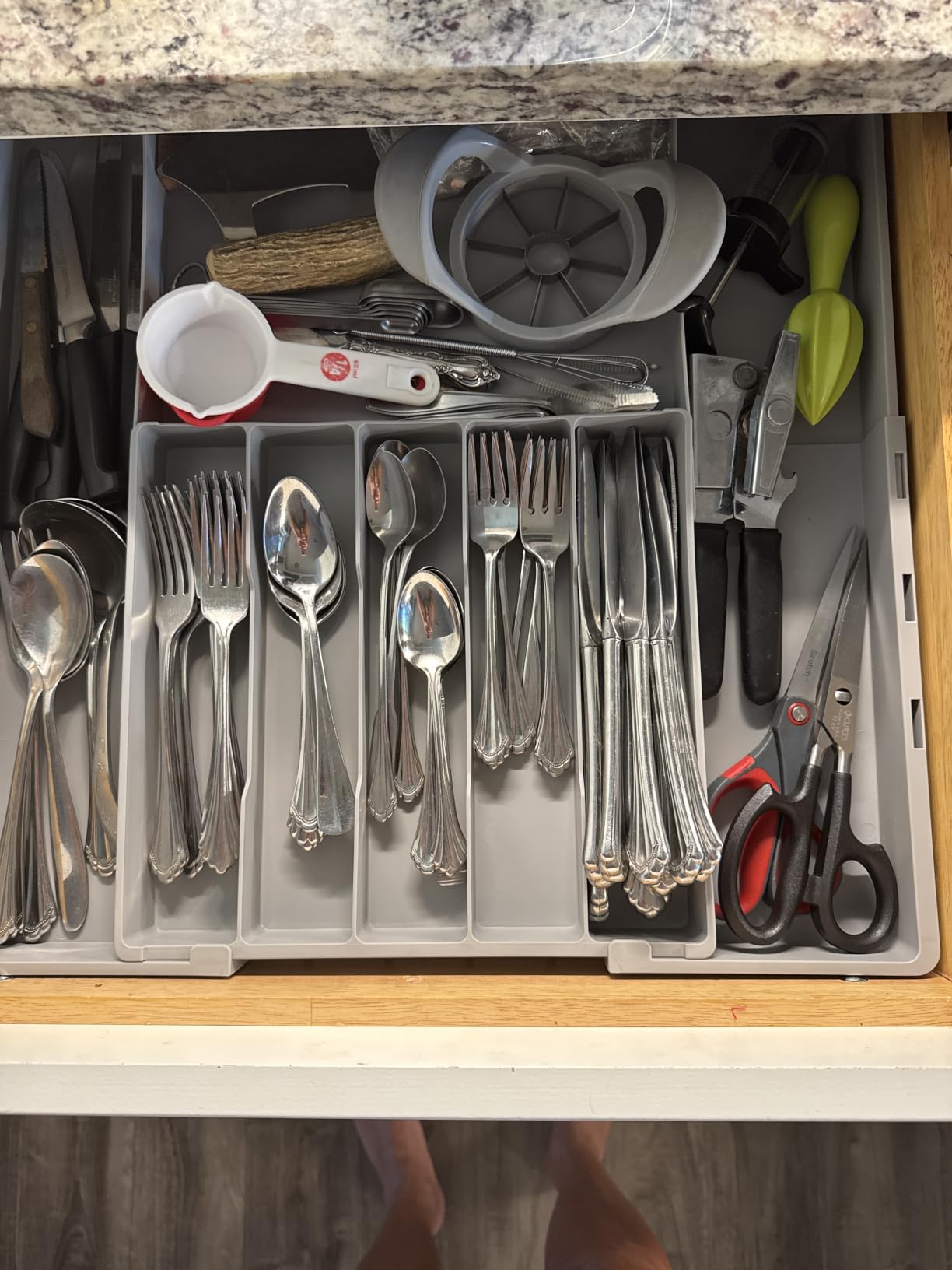 Simple Houseware Expandable Kitchen Drawer Flatware Organizer, White customer photo 2