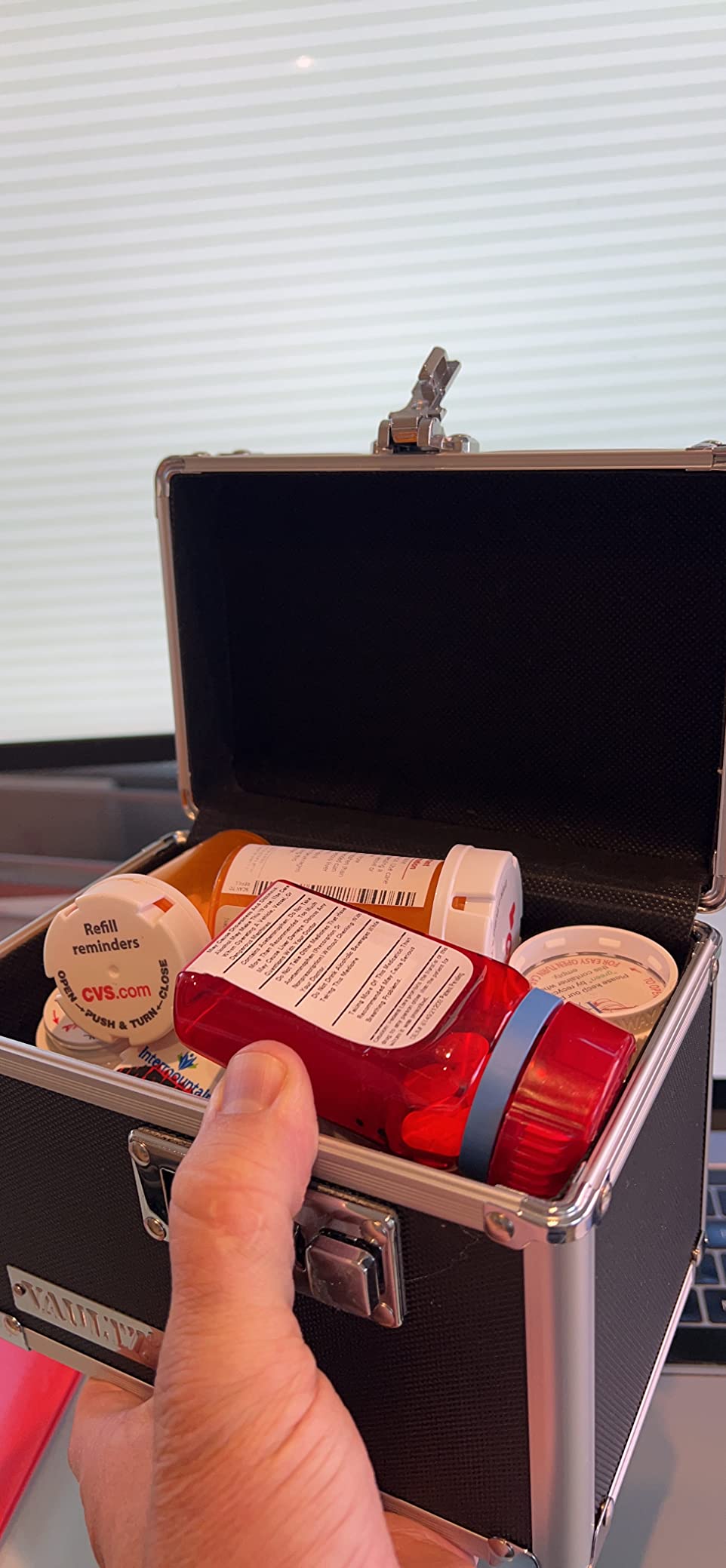 Vaultz Locking Medicine Box with Combination Lock - Secure Metal Lock Box Safe for Medication, Pills & Valuables, Small Lockbox with Code, Portable Storage Case, White customer photo 2
