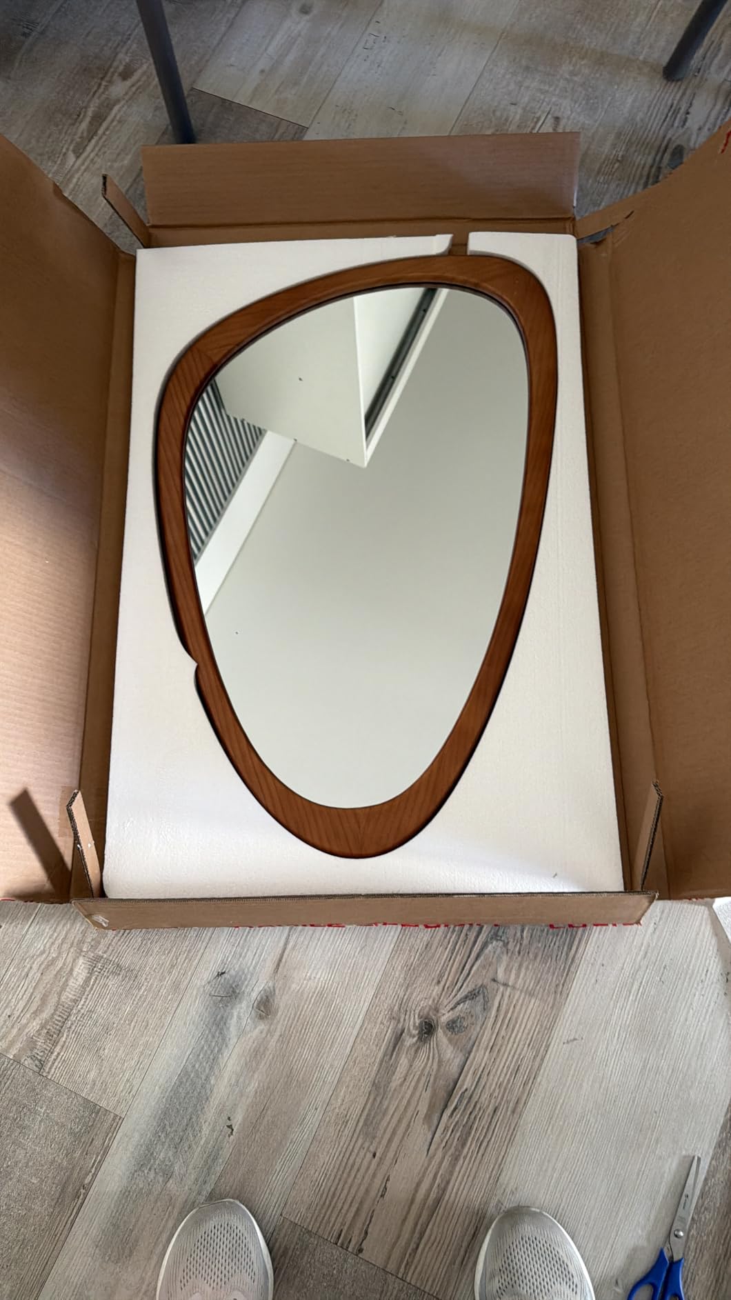 WallBeyond Asymmetrical Mirror, Irregular Wall Mirror, Wall Mirrors Decorative for Bedroom Living Room Entryway Hall, Wood Mirror for mid Century Modern Decor 30
