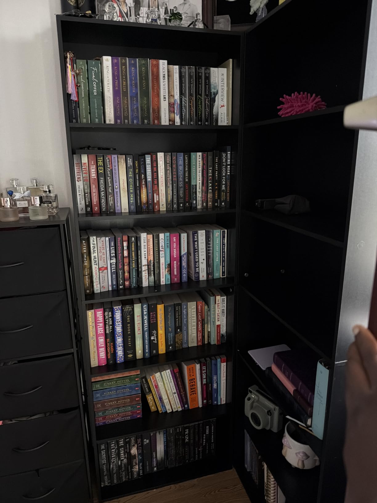 FOTOSOK 6 Tier Tall Bookshelf and Bookcase with Open Display Shelves, Oak customer photo 2