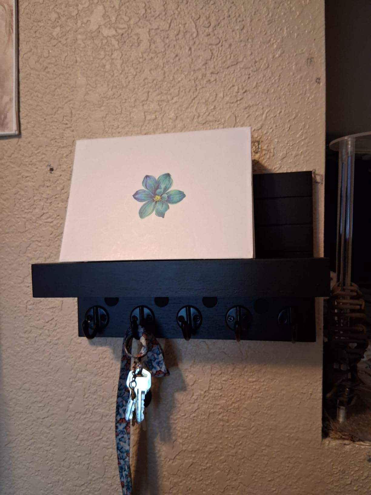 Lwenki Key Holder for Wall, Decorative Key and Mail Holder with Shelf Has Large Key Hooks for Bags, Coats – Paulownia Wood Key Hanger with Mounting Hardware (9.8”W x 6.7”H x 4.2”D) (Brown) customer photo 2