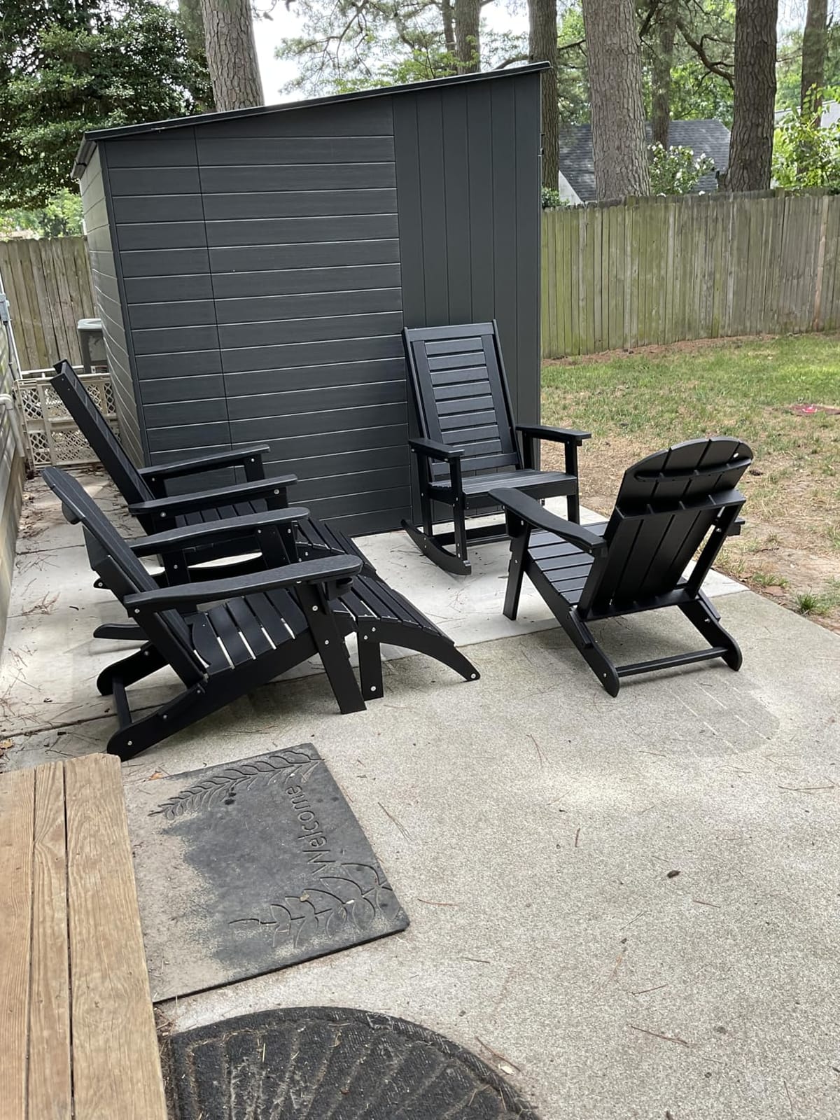 GREENVINES Oversized Outdoor Rocking Chairs Set of 2, HDPE Rocker, Black customer photo 1