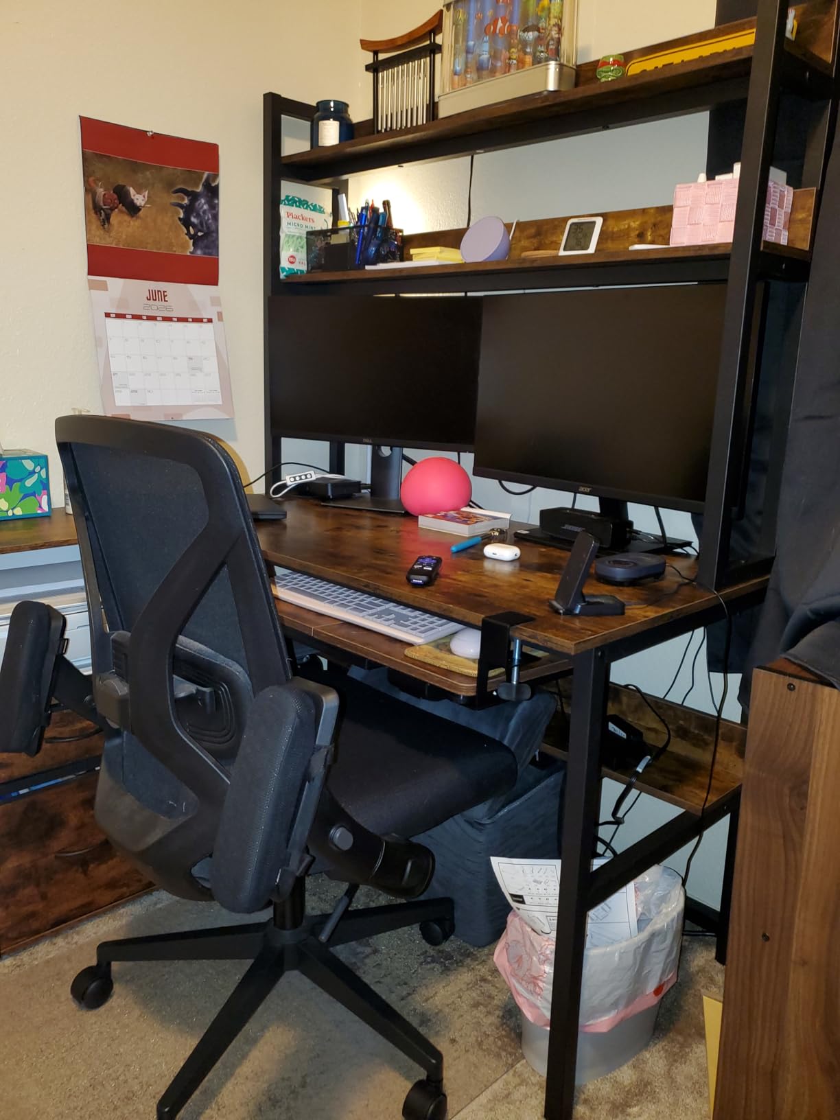 Aquzee Desk with Shelves, Computer Desk with Hutch, 55