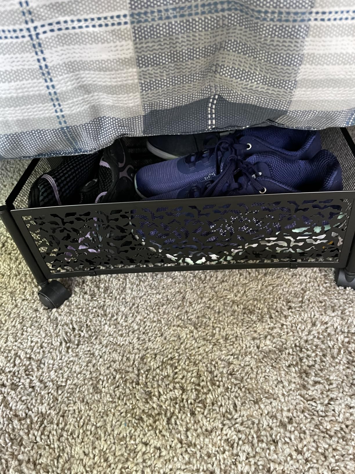 PHINOX Under Bed Storage Container with wheels,Patterned,Metal,2 Pack,Black customer photo 1