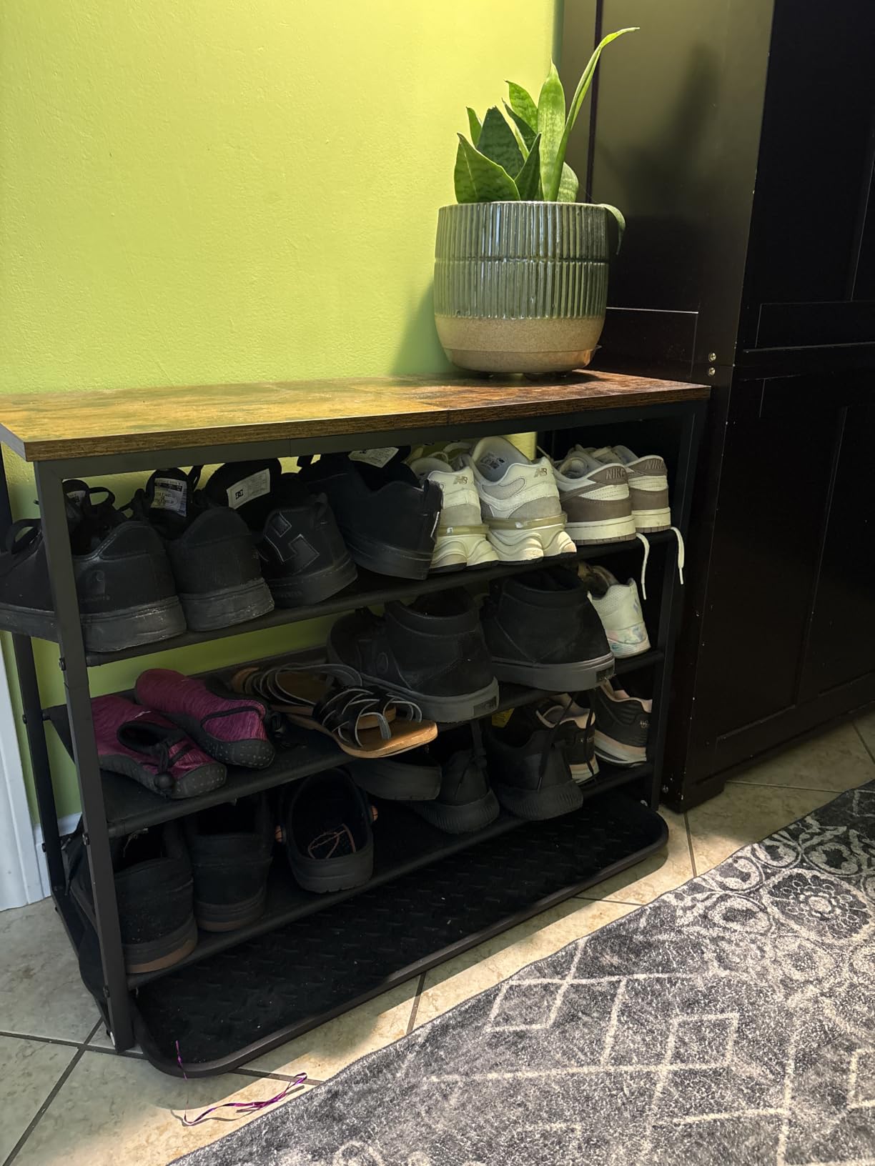 HOOBRO Shoe Rack, 4 Tier Shoe Storage Organizer with 3 Oxford Fabric Shelves and Top Panel, Holds 12-16 Pairs of Shoes for Entryway and Closet, Industrial, Rustic Brown BF47XJ01G1 customer photo 1