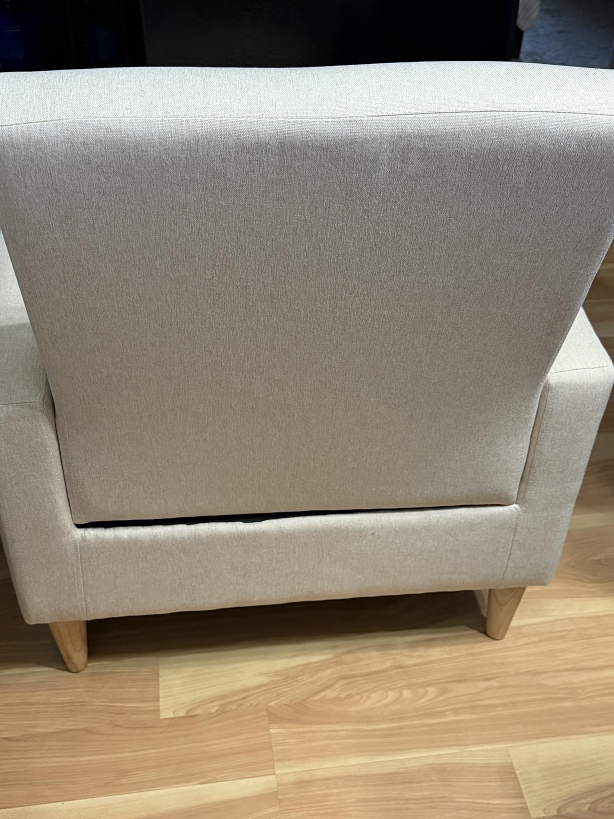 COLAMY Mid-Century Modern Upholstered Accent Chair with Back Pillow & Solid Wood Legs, Fabric Cozy Armchair for Living Room, Bedroom, Reading Nook, Apartment & Small Spaces, Beige customer photo 1