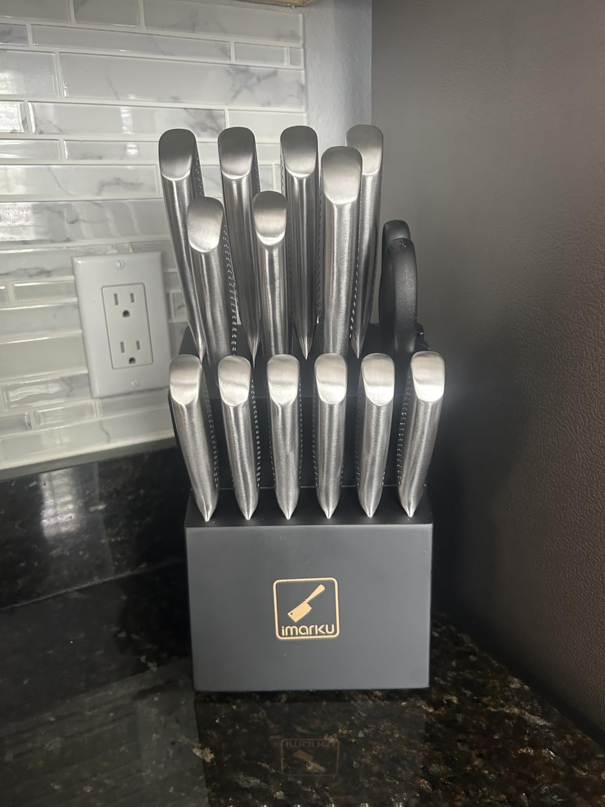 imarku G14 Japanese Kitchen Knife Set, Stainless Steel with Block, 14pc customer photo 1