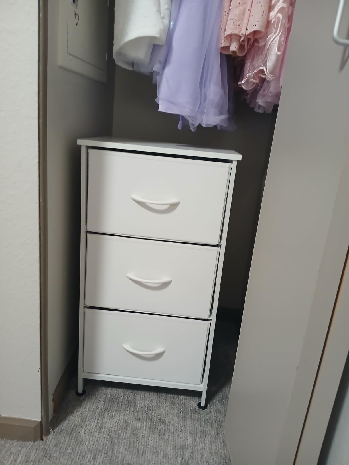 WLIVE Small Dresser Nightstand for Bedroom, 3 Drawers, White customer photo 2
