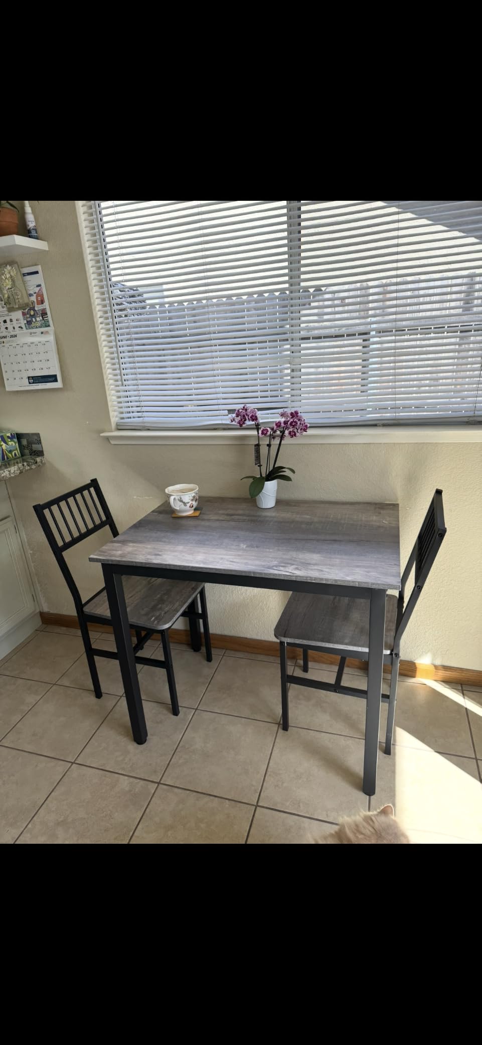 AWQM 3 Piece Dining Table, Small Kitchen Table Set for 2 with Chairs(Brown) customer photo 2