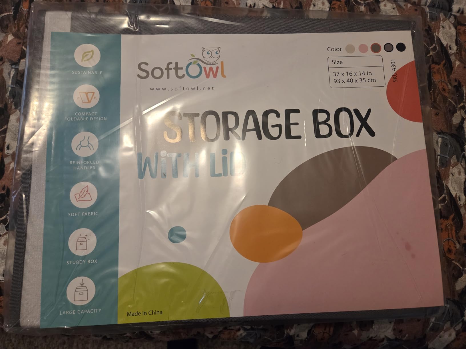 SoftOwl Extra Large Toy Storage Organizer with Lid - Sturdy, Collapsible Toy Chest Storage Box Design - Toys Bin with Dividers for Kids, Nursery, Bedroom, Playroom 37