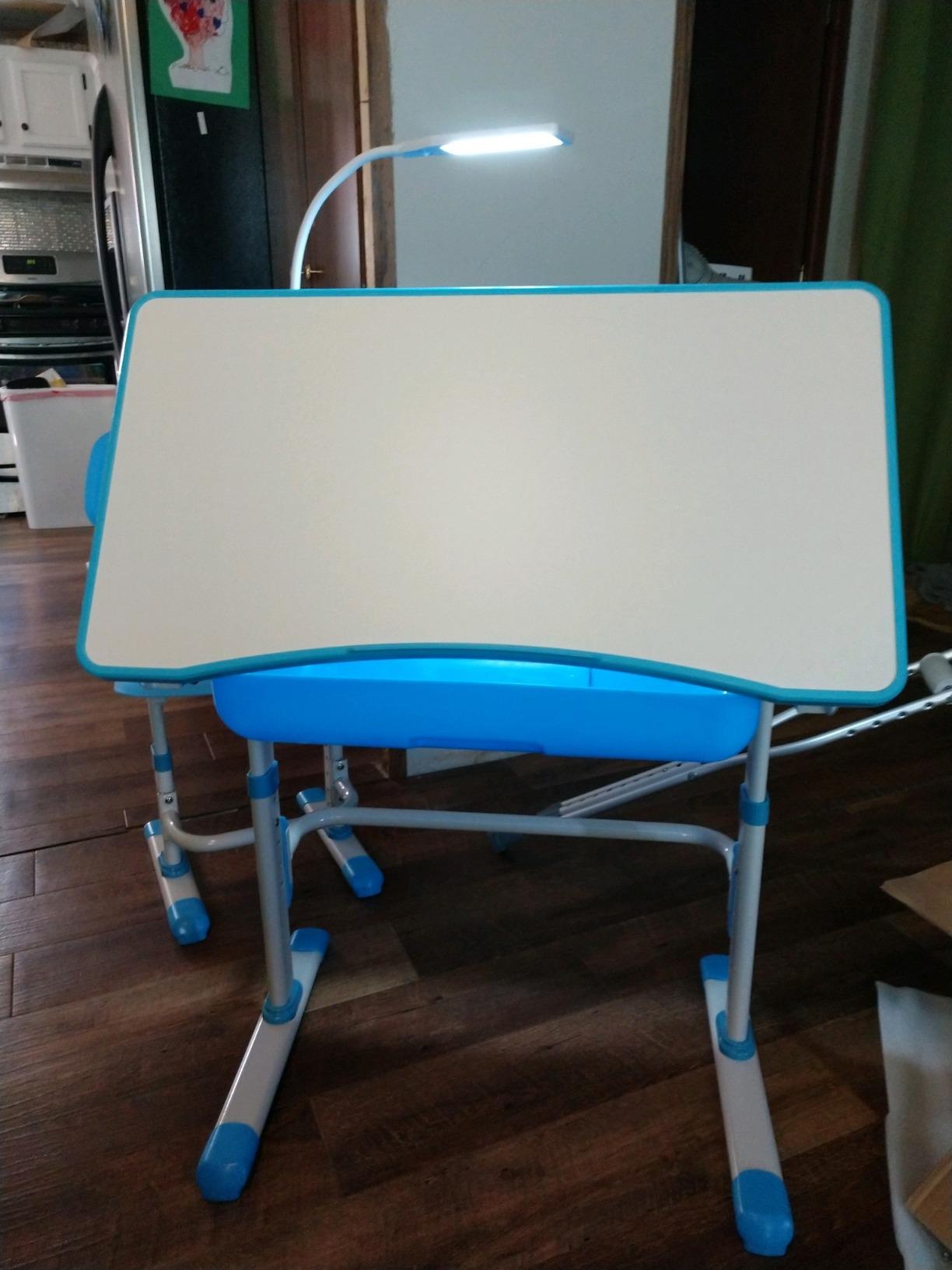 Kids Desk and Chair Set w/LED Light, Height-Adjustable for Age 7-15 customer photo 1