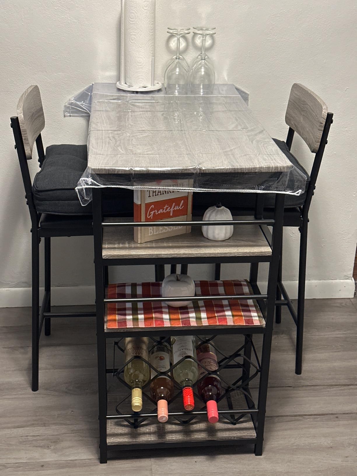IDEALHOUSE Dining Table Set for 2, Counter Height Kitchen Table and Chairs, Bar Table Set with 2 Upholstered Bar Stools, 3 Piece Dining Room Table Set for Small Space, Apartment, Retro Brown customer photo 2