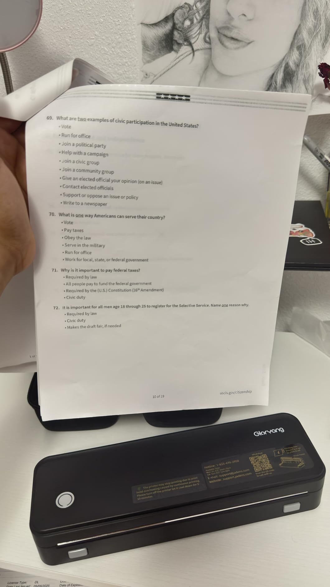 Gloryang Inkless Portable Printer for Travel, Wireless Thermal Printer Supports 8.5 x 11 Inch Thermal Paper, Bluetooth Machine Includes Carry Case and 3 Rolls of Paper Kit, Black customer photo 1