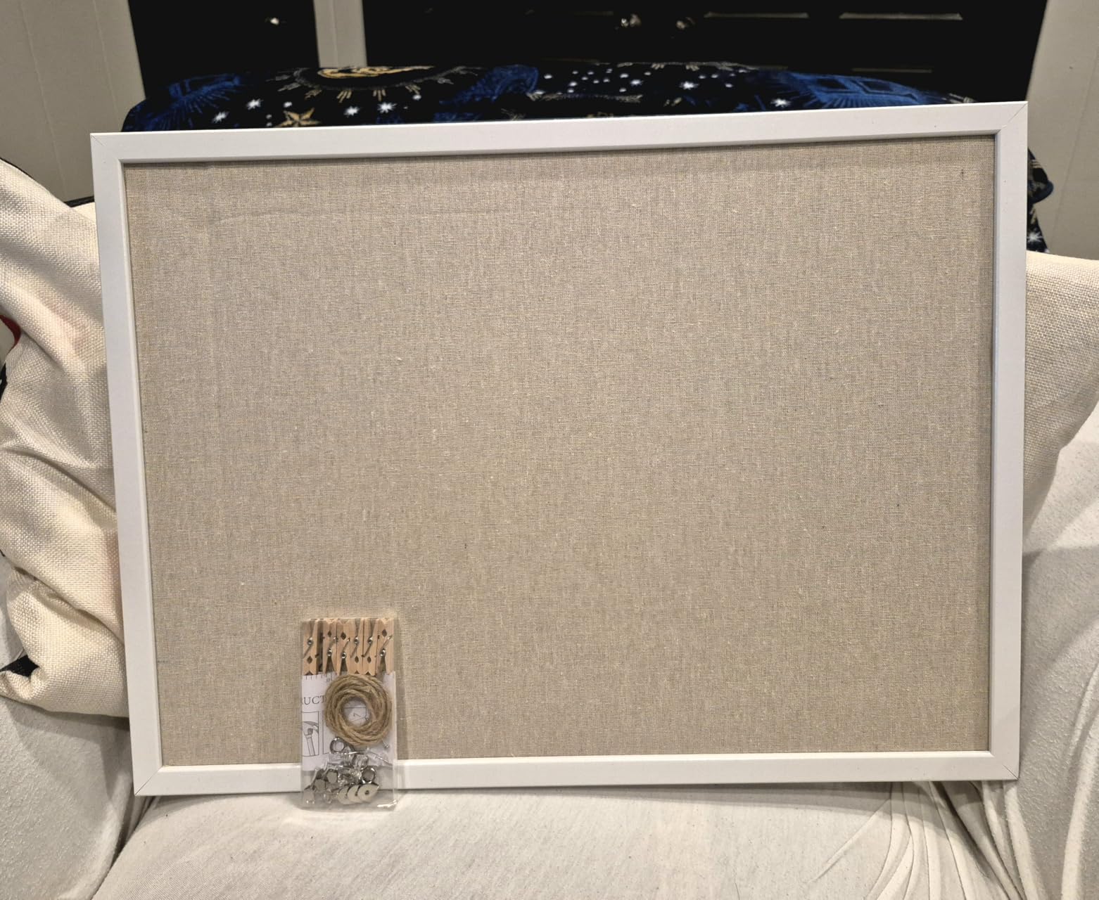 DAHAPYBOO Cork Board with Linen White,Bulletin Board 30