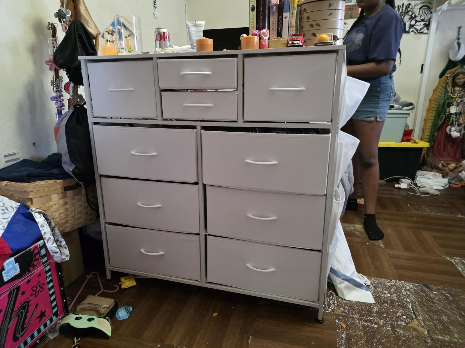 WLIVE 10 Drawer White Fabric Dresser for Bedroom, Side Pockets Chest customer photo 2
