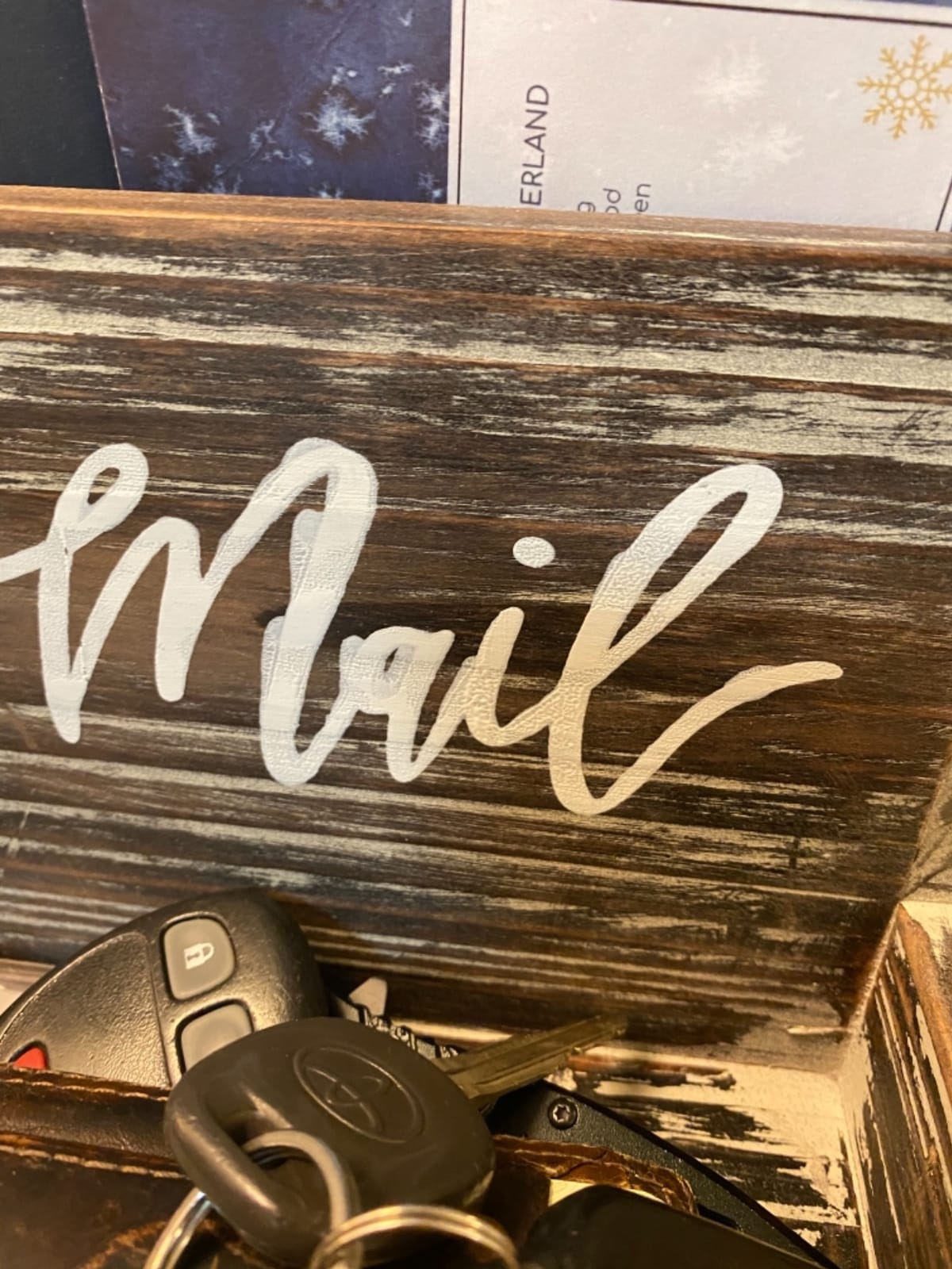 MyGift Burnt Wood Entryway Mail Organizer with Key Storage Tray customer photo 2